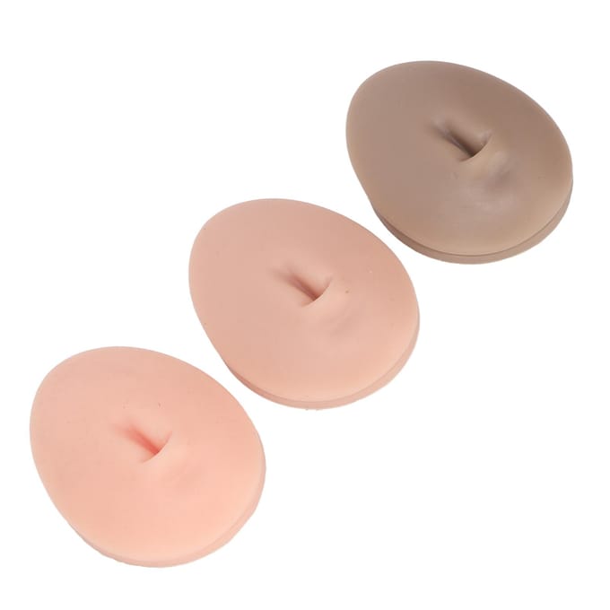 Lot de 3 modèles de piercings nombril 3D en silicone pour l'enseignement de l'acupuncture gray