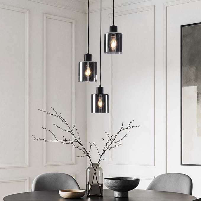 LumenXL 3-lichts hanglamp - smoke glas - verloop - Leana