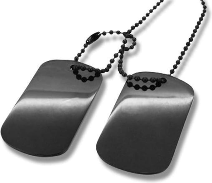 Amanto Ketting Elco Black - 316L Staal - Dogtag - 52x30mm - 70cm