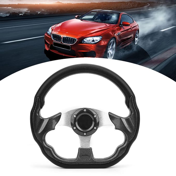 320MM Universeel Auto Stuurwiel Koolstofvezel Stijl Racing Drift met Claxonknop gray