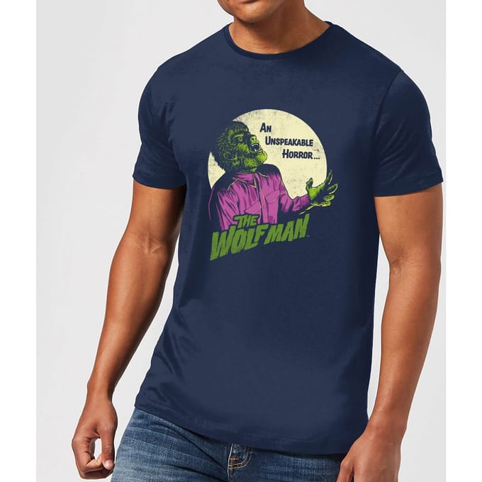 Universal Monsters The Wolfman Retro T-shirt - Navy - S