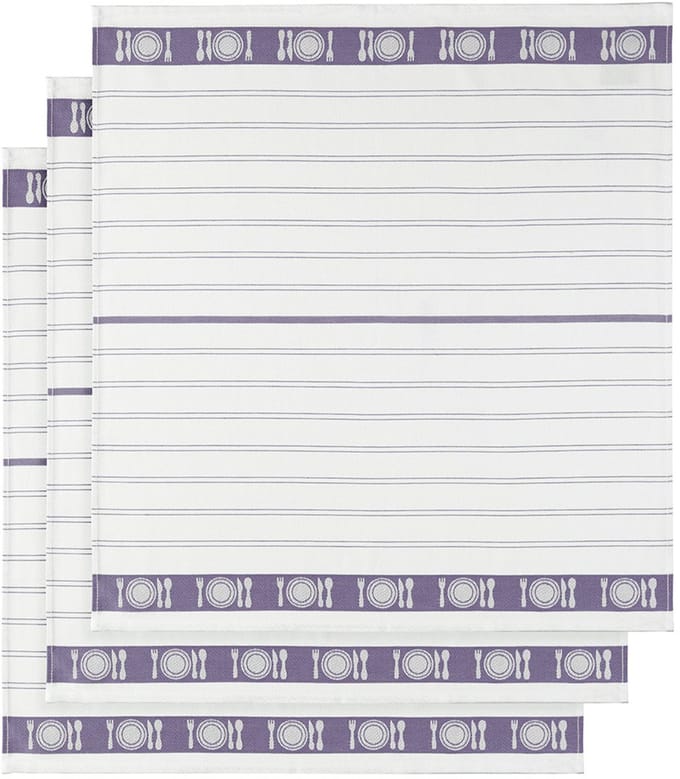 De Witte Lietaer Theedoek BML, Lipstick Lavendel - 3 stuks - 65 x 65 cm - Katoen