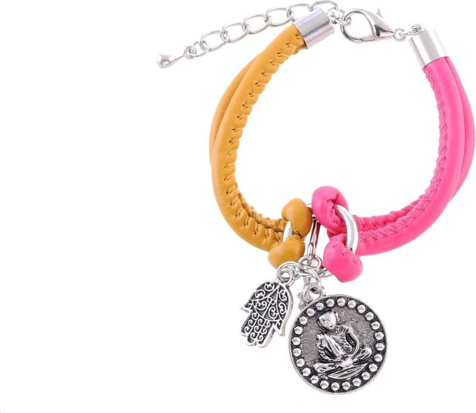 Behave - Boho armband imitatieleer - Boeddha hanger - verstelbaar