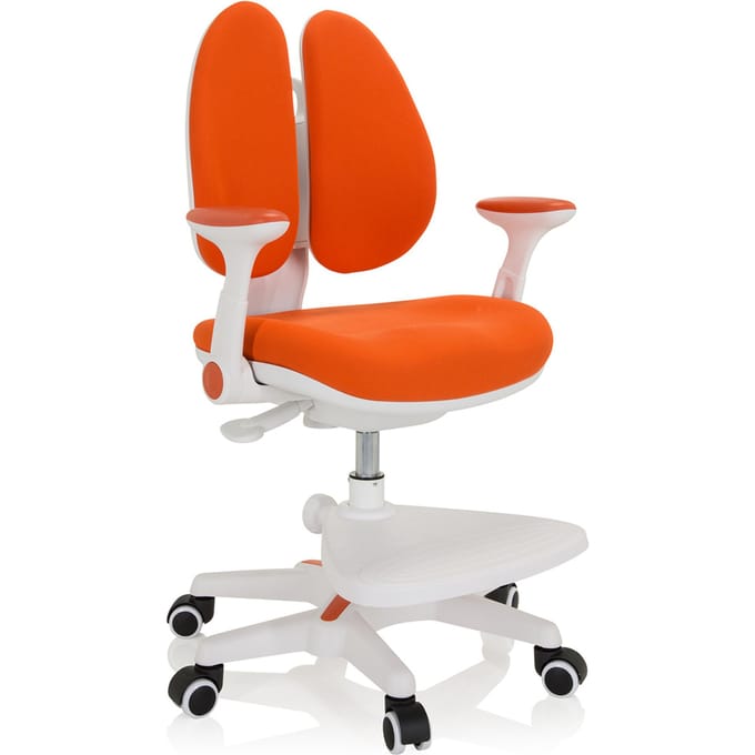 Kinder bureaustoel KID WING groeit mee met het kind Stof oranje hjh OFFICE