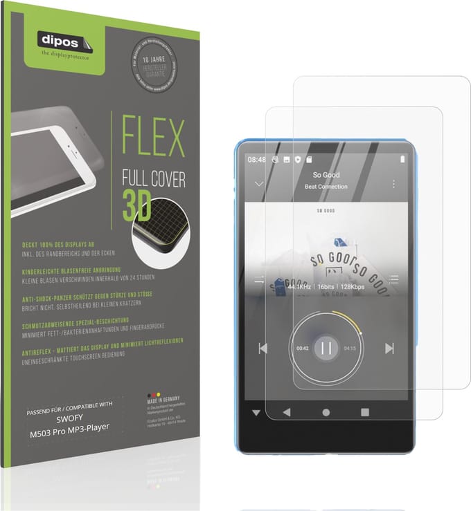 dipos FLEX – 2x Matte Screenprotector geschikt voor SWOFY M503 Pro MP3-Player | Volledige Schermbescherming | Case-Friendly