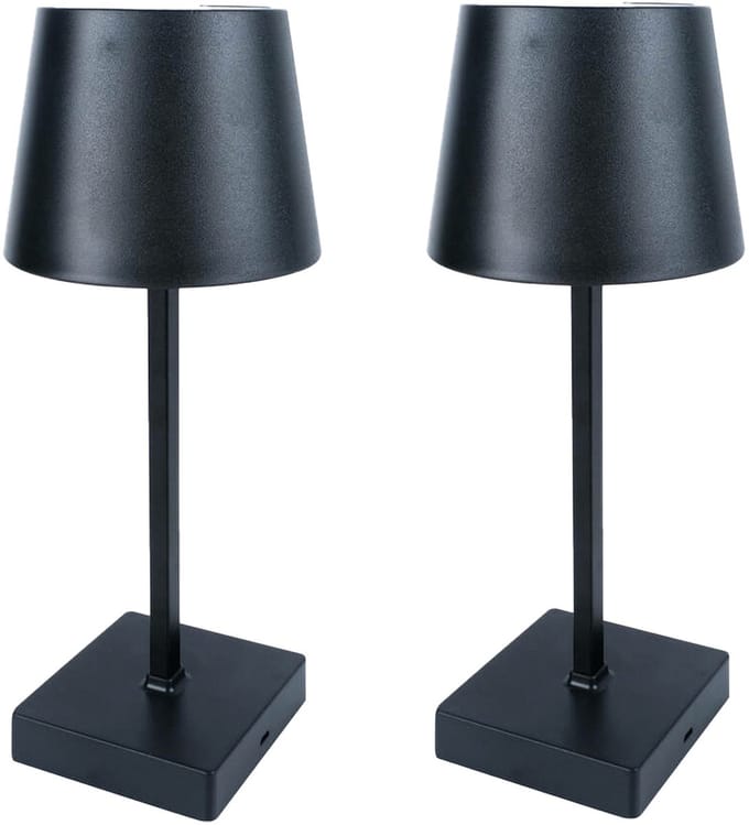 Benson LED tafellamp oplaadbaar - 2x - zwart - aanraaksensor - aluminium - 26 cm