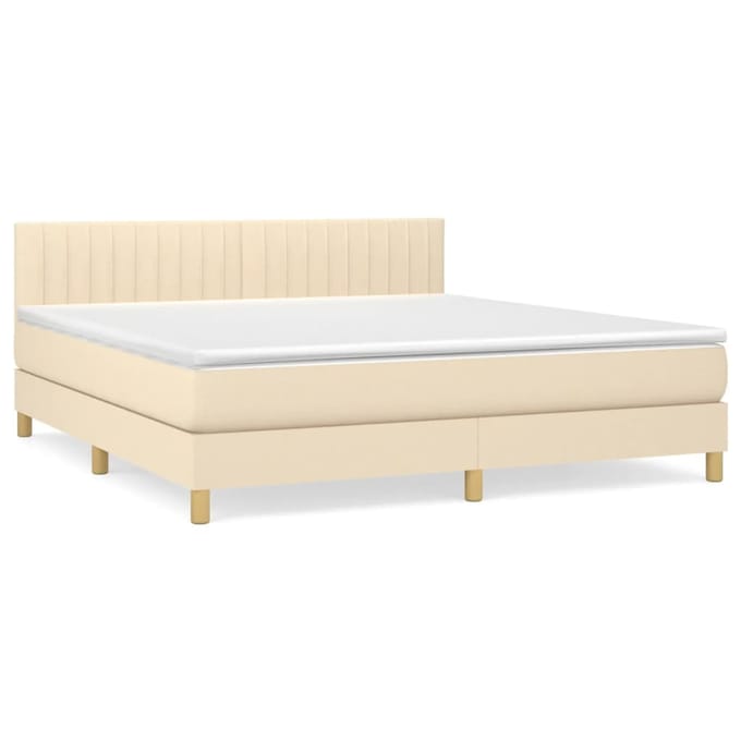 vidaXL - Boxspring - met - matras - stof - crèmekleurig - 160x200 - cm