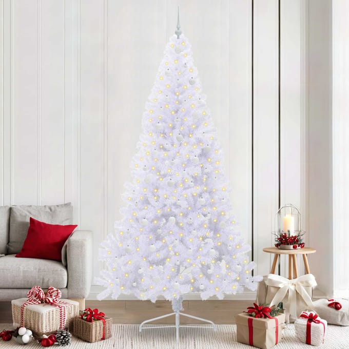 vidaXL Kunstkerstboom Wit 240 cm PVC en staal