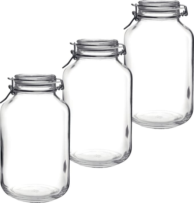 Bormioli Rocco Voorraad/weckpot - 3x stuks - glas - transparant - 28 x 15 cm - 4 L