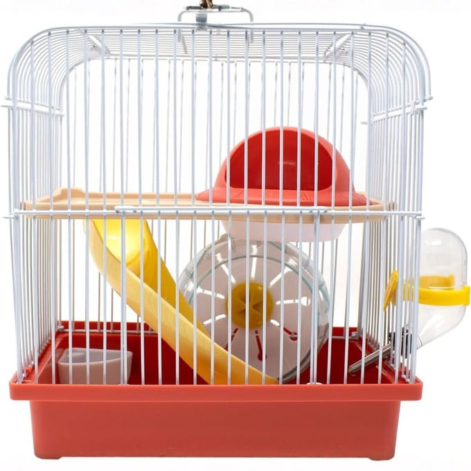 KAD® Hamsterkooi - Hamster Speelgoed - Hamster - Wit en Rood - 29cm x 22cm x 1cm