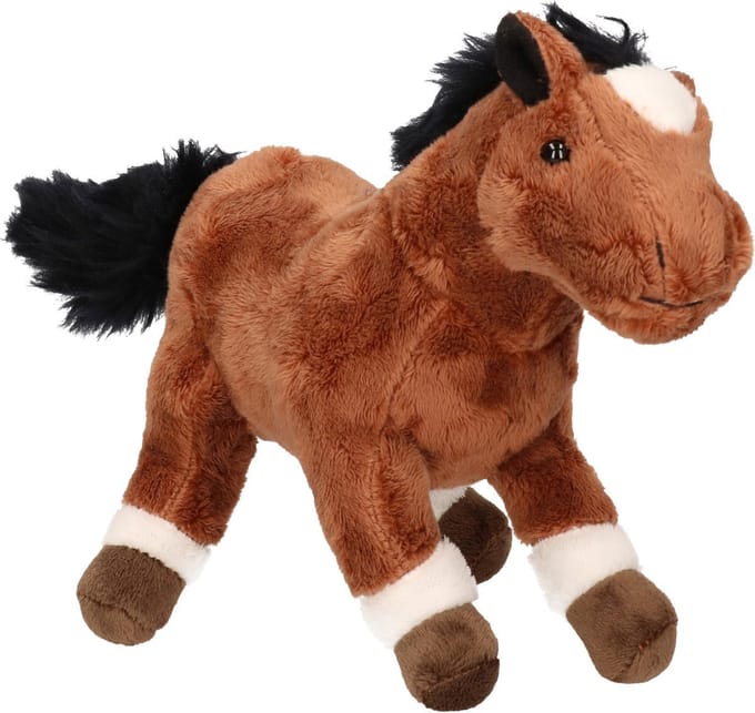 Pluche paard bruin 19 cm