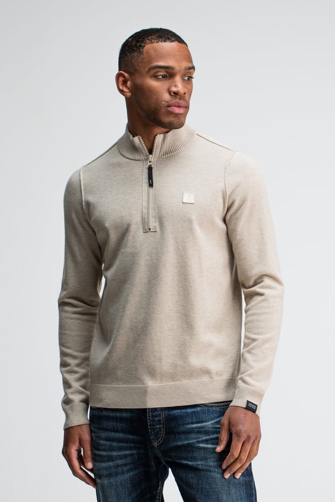 Butcher of Blue Clifton Halfzip Lt. Sand Größe: M | Pullover Outlet | Herren | Braun