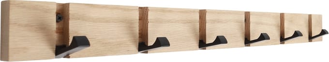HOME It® flex kapstok met 6 haken 60 × 5,5 × 2 cm natuurlijk eiken