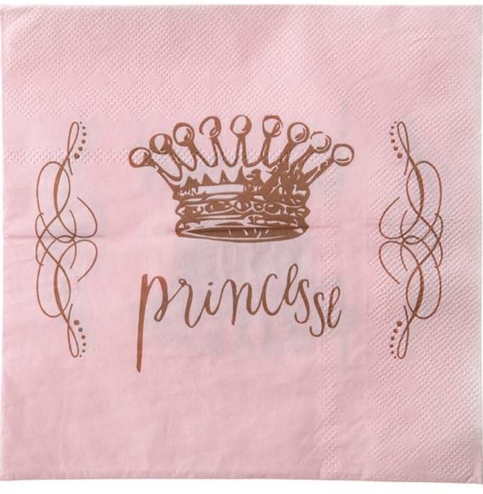 SANTEX - 20 roze prinses papieren servetten 33 x 33 cm met kroon