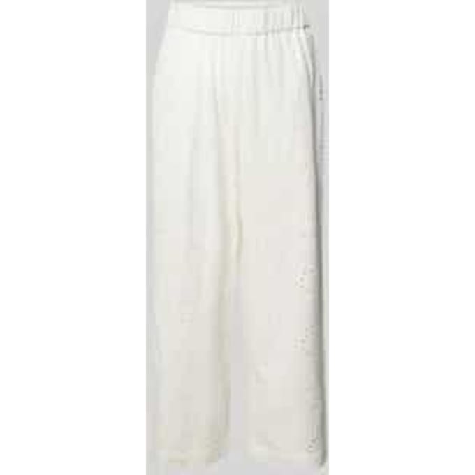 Wide leg stoffen broek met broderie anglaise