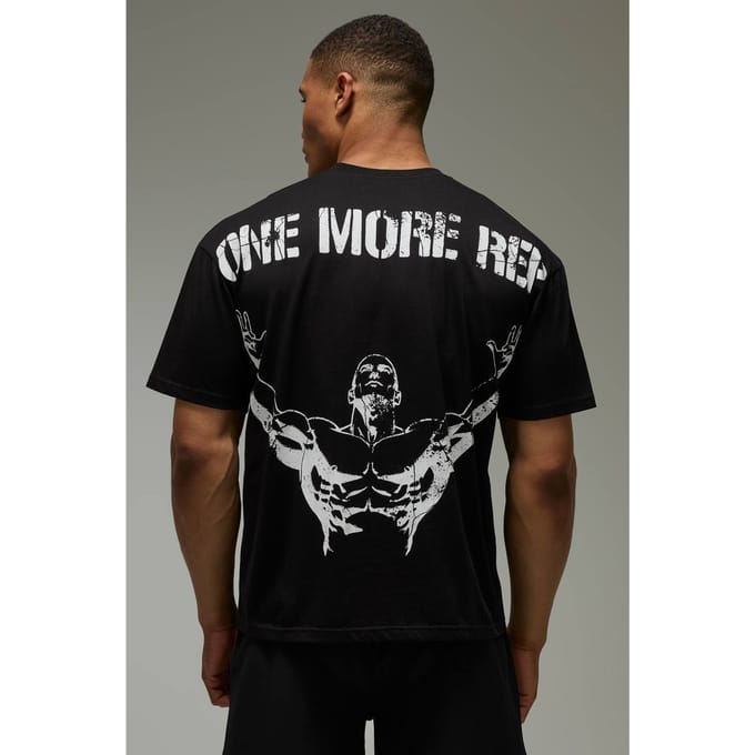 One More Rep Oversized T-Shirt | Black | Size Small