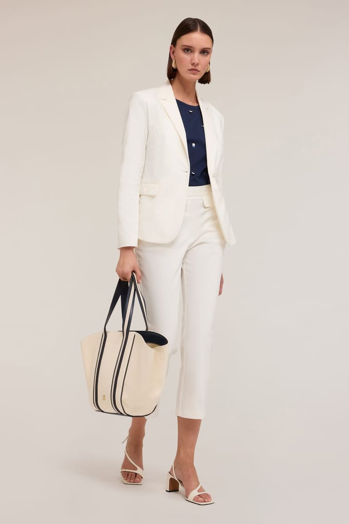 Motivi Single-breasted Blazer In Technical Cotton White Taglia: 34 | Blazers Outlet | Donna | Bianco