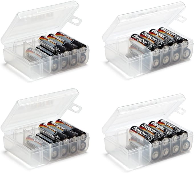 Batterijopbergdozen Set van 4 - Voor AA en AAA