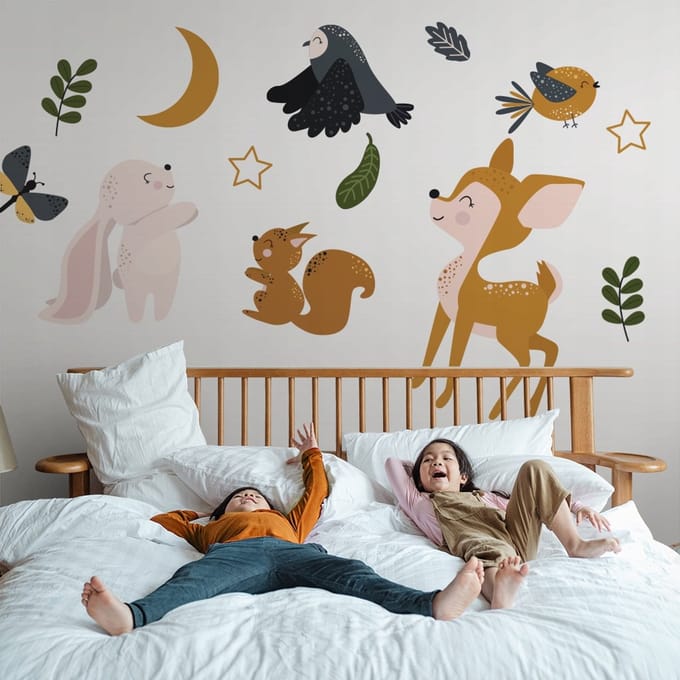 Wallvy - Kinderen Muurstickers - Bosdieren - 75x150cm