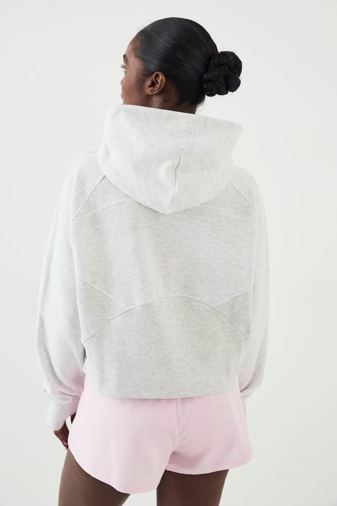 Dames DSGN Studio Geribbeld Paneel Half Zip Hoodie | Asgrijs | Maat: Medium