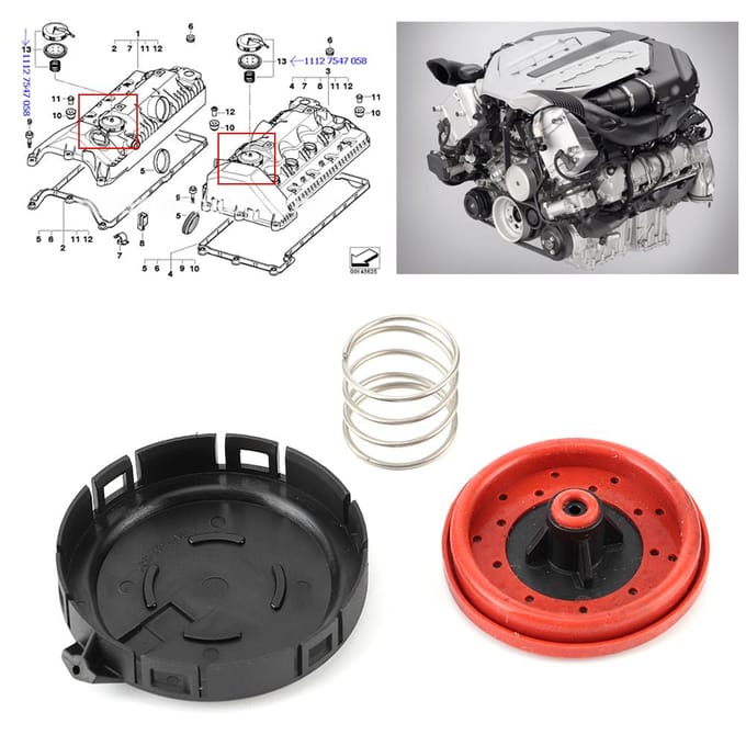 Paar Klep voor Carterventilatie 11127547058 Geschikt voor E60 E65 E66 X5 E53 X5 E70 black