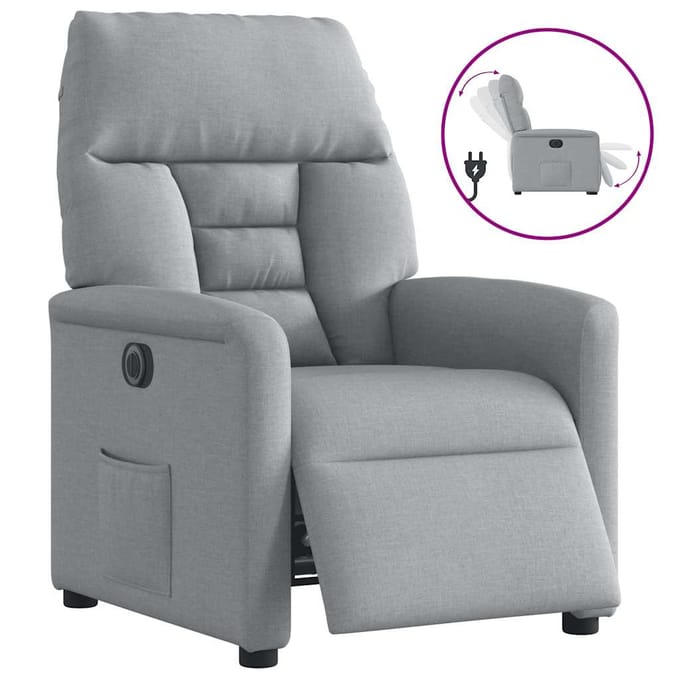 vidaXL - Fauteuil - elektrisch - verstelbaar - stof - lichtgrijs