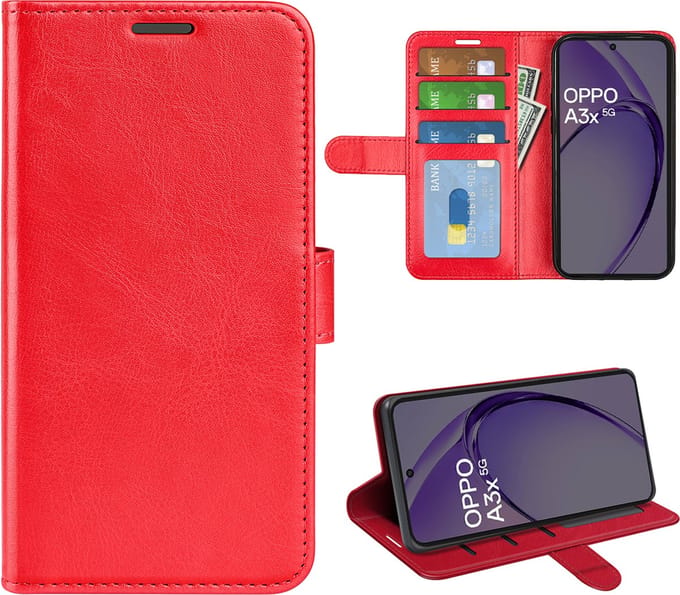 MobyDefend Hoesje - Geschikt voor Oppo A60 5G / A40 / A40m - Wallet Book Case (Sluiting Achterkant) - Rood