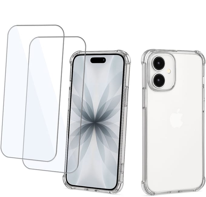 ChiGuard Hoesje & 2x Screenprotector geschikt voor iPhone 17 Hoesje Screenprotector - Gehard Glas Cover + Shock Proof Case – Transparant