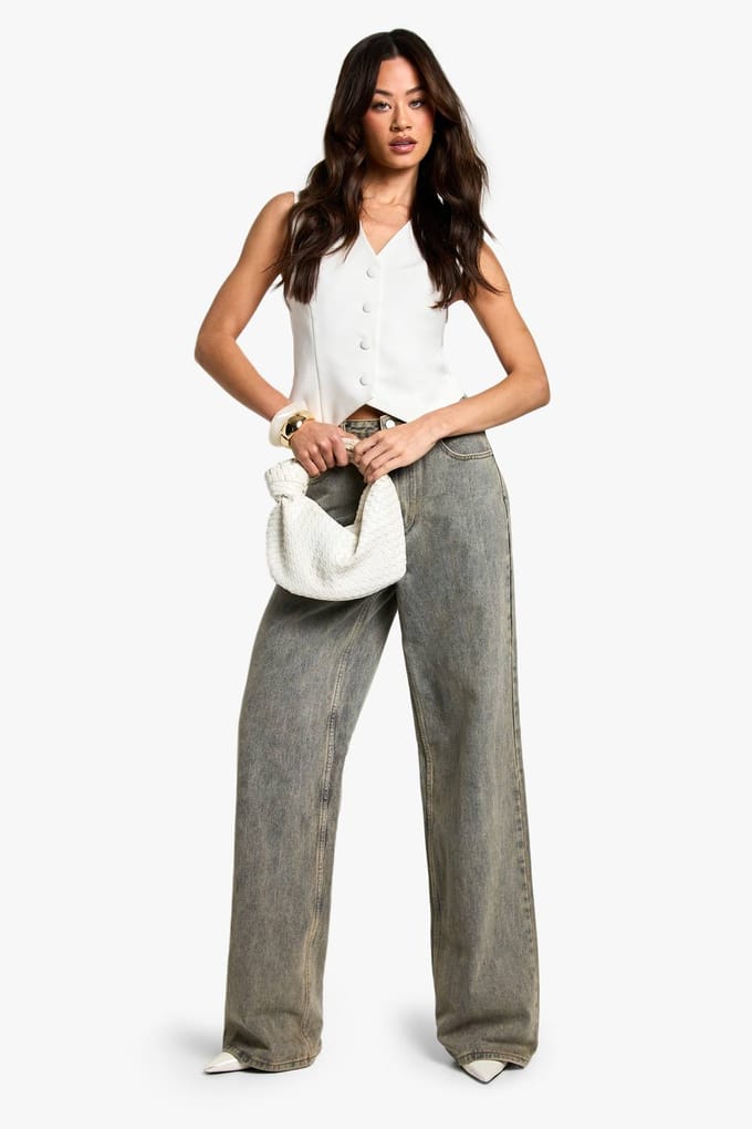 boohoo Dames Tall Essentiele Weste | Ivoor | Maat: 40
