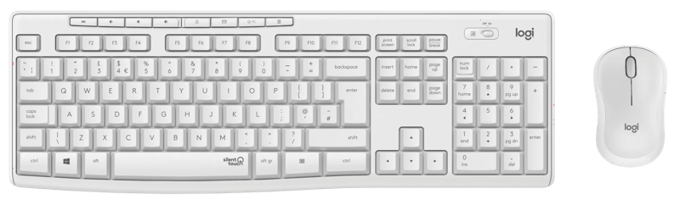 Logitech MK295 Silent Draadloos Combo - Off Wit - US - Keyboard and mouse set - Engels (US international) - Zilver