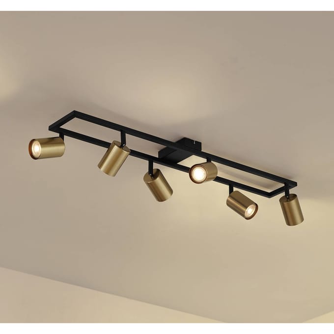 Lindby - buitenspot - 6lichts - ijzer - H: 15 cm - GU10 - messing, zwart