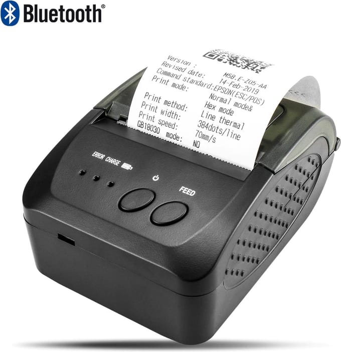 Bonprinter - Kassabonprinter - Thermische Printer - Kassabon - POS Printer - USB & Bluetooth - Zwart