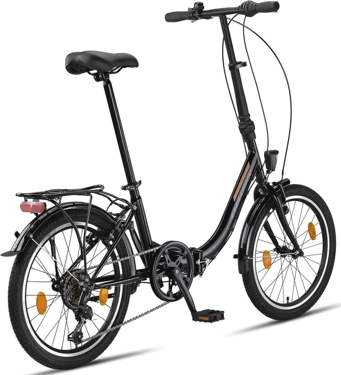 Opvouwbare Vouwfiets 20 inch – Shimano 6 Versnellingen – LED Licht – Quick-Fold Systeem – Compacte Stadsfiets