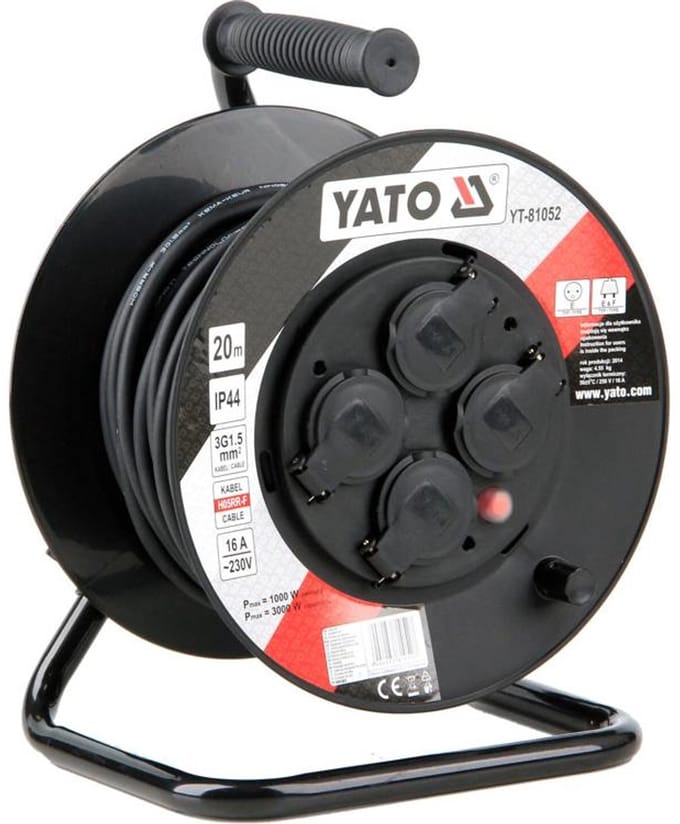 Yato YT-81052, Zwart, Polyvinyl chloride (PVC), 4 AC-uitgang(en), Type E, Type E, Recht