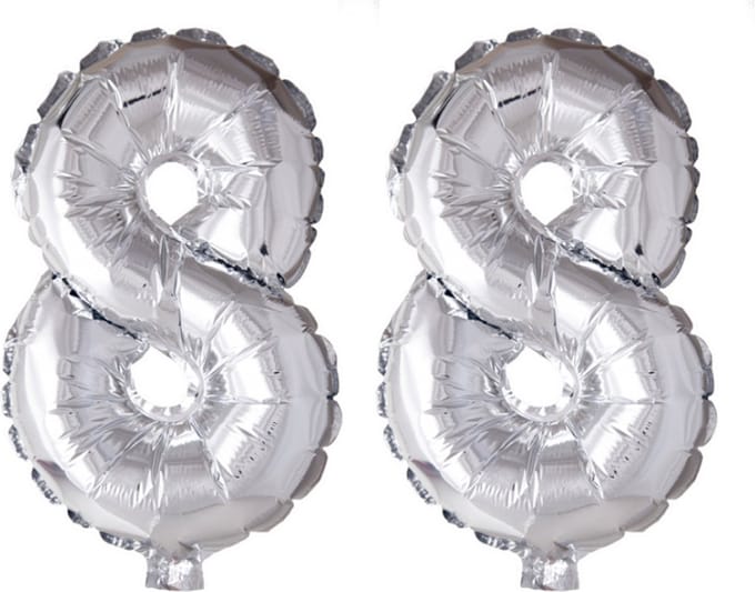 Folieballon 88 jaar Zilver 66cm
