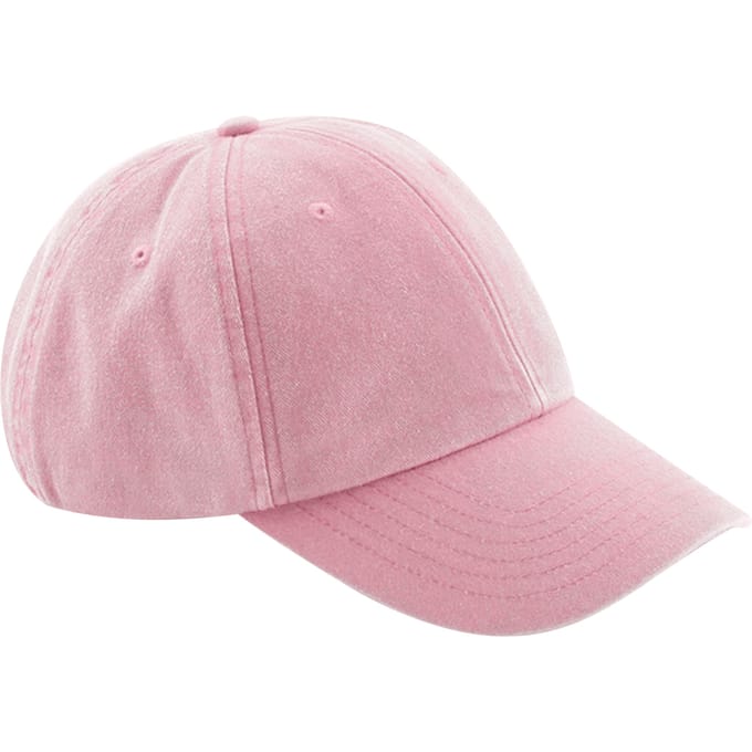Beechfield Unisex Laag Profiel Vintage Denim-Look Cap (Vintage donkerroze)