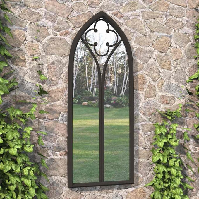 vidaXL - Tuinspiegel - 70x30 - cm - ijzer - zwart