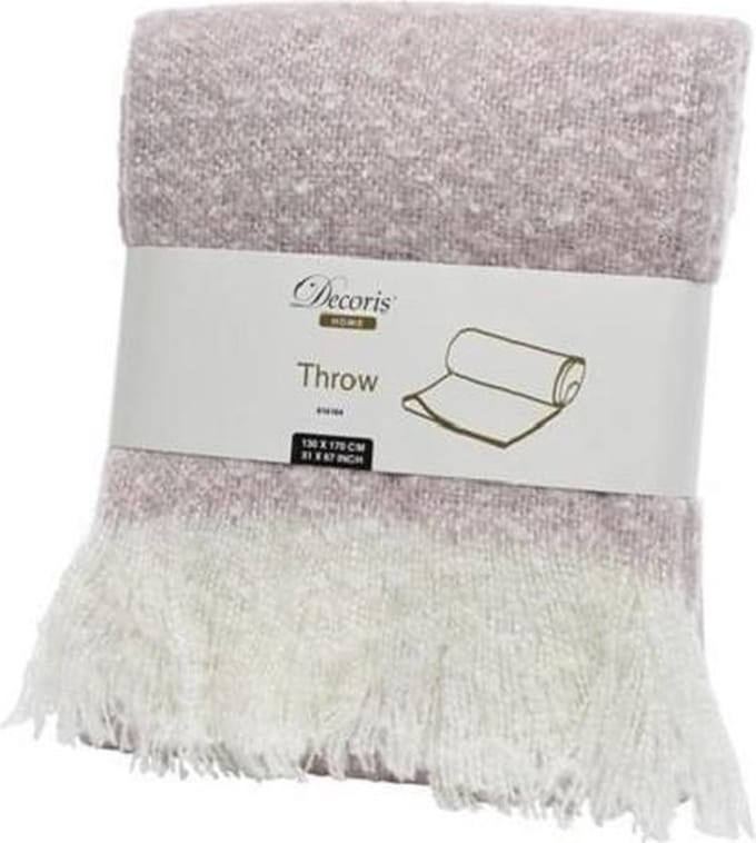 Decoris - Plaid - deken - geborsteld - blush pink - met franjes - 170 x 130 cm