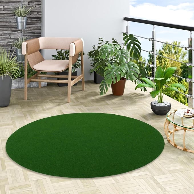 Kunstgras met noppen - Decoratief gras - Balkon aankleden - Drainage functie - 100 cm rond - Groene mix
