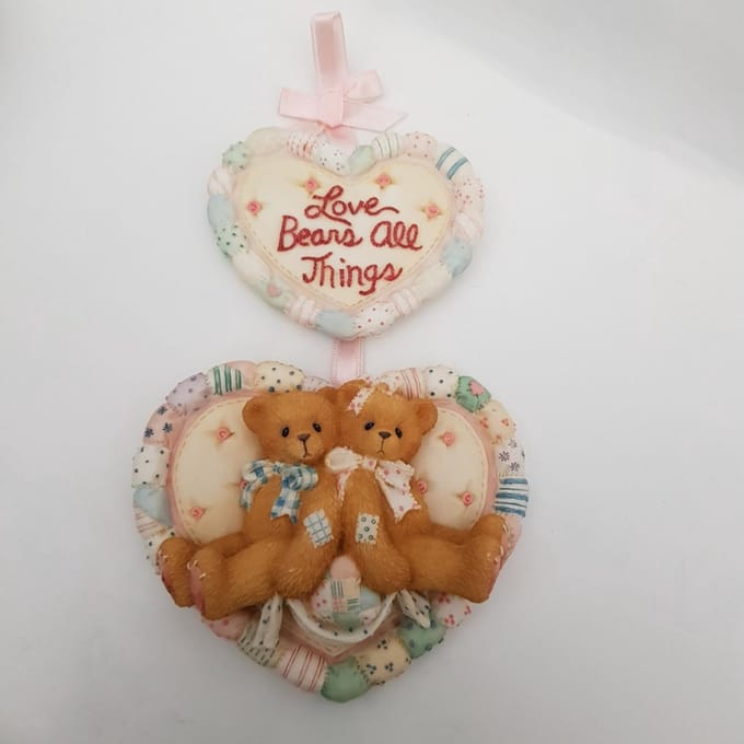 Cherised Teddies - 203211 - Bears With Double Heart Plaque