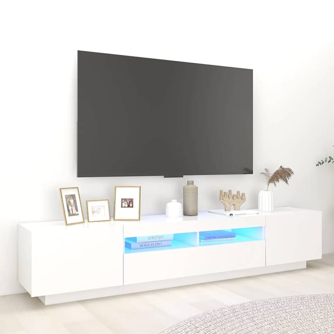 vidaXL - Tv-meubel - met - LED-verlichting - 200x35x40 - cm - wit