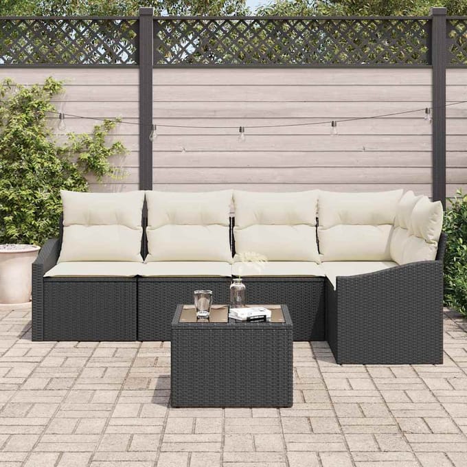 vidaXL - Tuinbank - Set - 6 - st - Bruin - en - Crème - poly - rattan