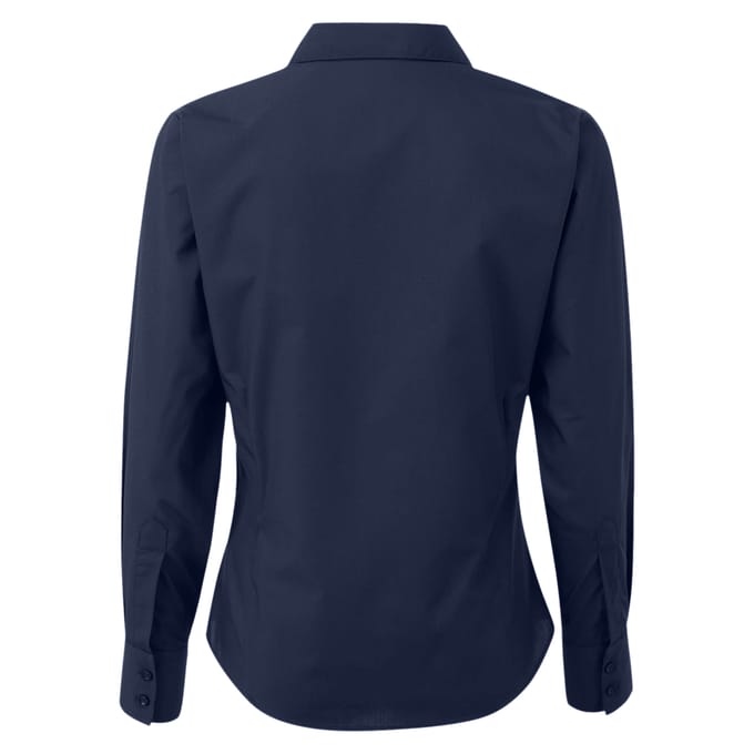 Premier Dames/Dames Popeline Blouse met Lange Mouwen (Marine)