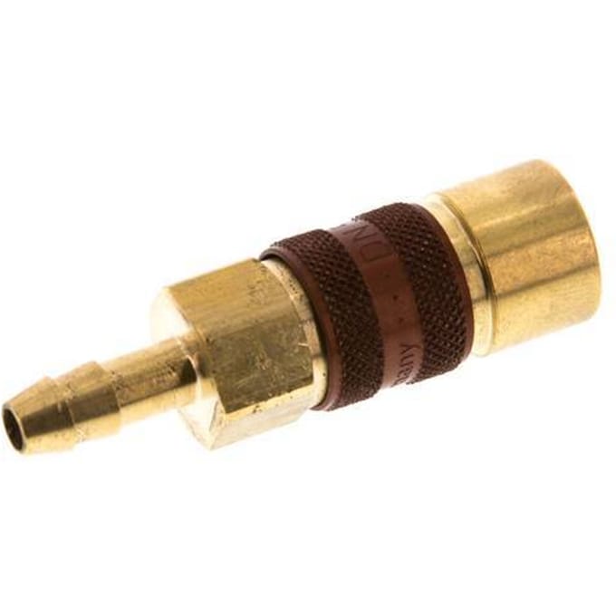 Messing DN 5 Bruin-Coded Luchtkoppeling Snelkoppeling 6 mm Slangpilaar