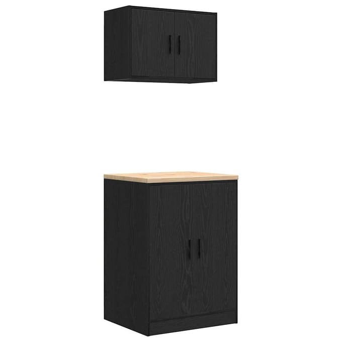 vidaXL - Garagekasten - 2 - st - spaanplaat - zwart