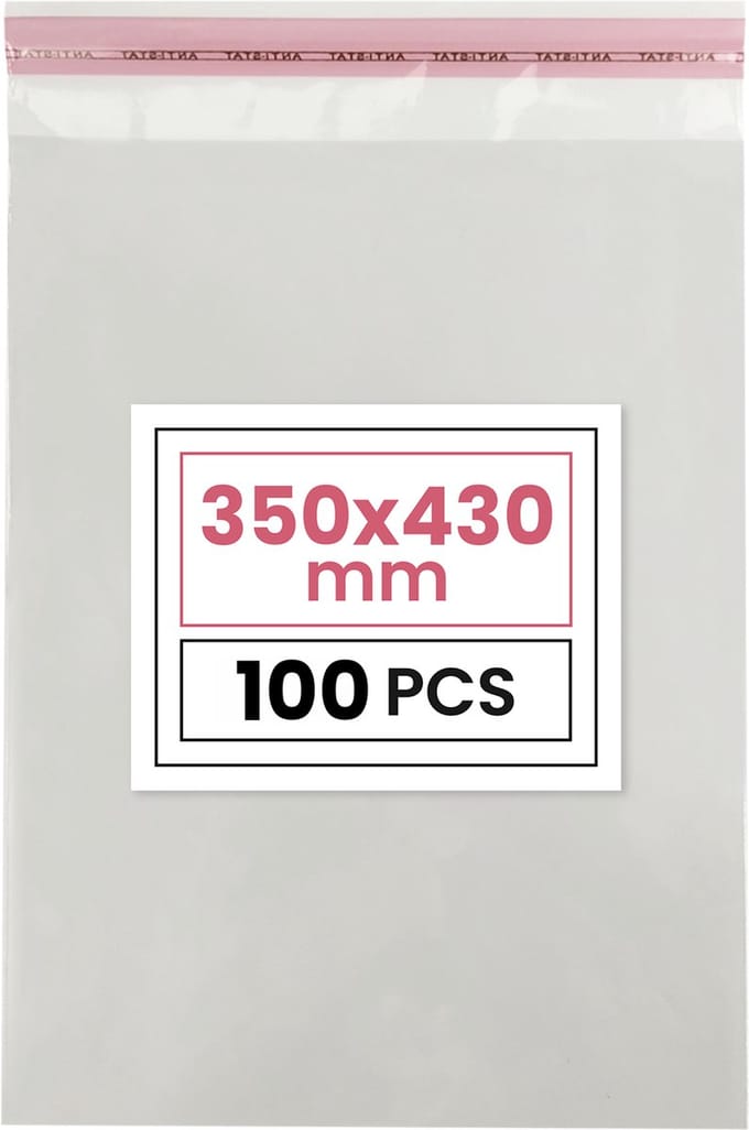 Plastic zakjes met plakstrim - 35x43 cm - transparant - 100 zakken