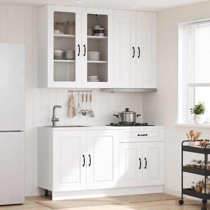 vidaXL - Keukenblok - KALMAR - 4 - st - Wit - Bewerkt - hout