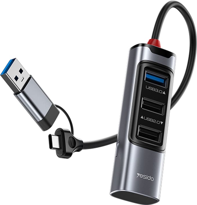 Yesido USB C Hub 4-in-1 - USB Splitter - 4 Poorten - MacBook & Windows - Plug & Play