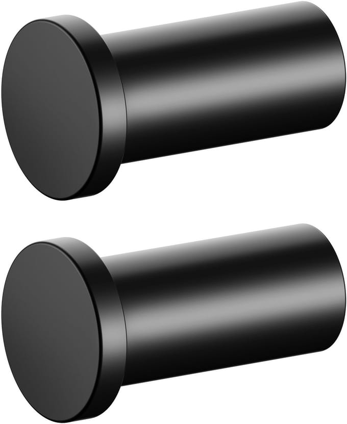 KEUCO Plan Handdoekhaak set 2 stuks 3,8 cm – mat zwart metaal – wandhaak badkamer