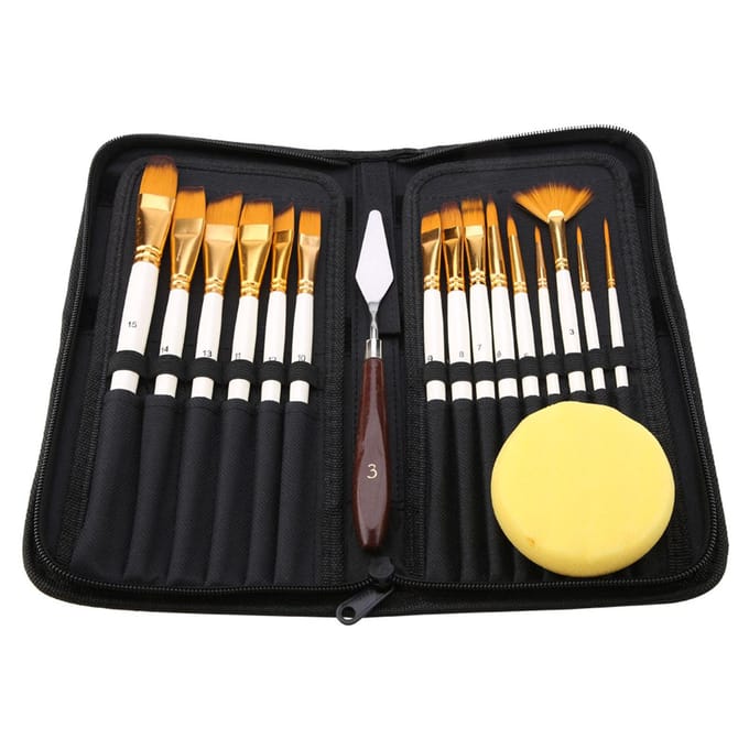 Verfkwasten Set Houten Handvat Kunstenaar Aquarelkwasten voor Gouache Aquarel Schildergereedschap black